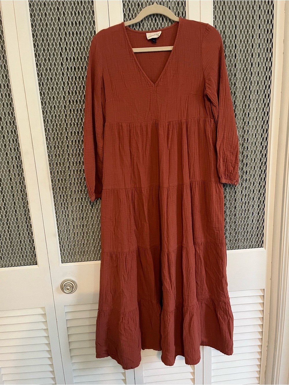 Universal Thread Rust Tiered V-Neck Midi Dress